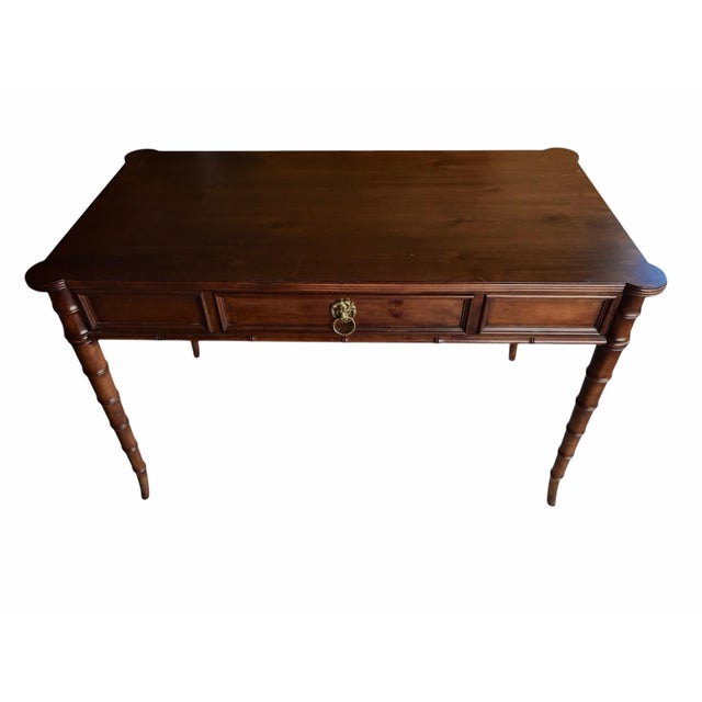 Mid 20th Century Mid 20th Century Baker Furniture Faux Bamboo Chippendale Desk For Sale - Image 5 of 7