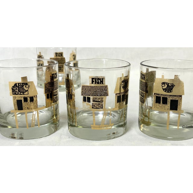 Mid Century Signed Couroc Fish Pattern Rocks Glasses- Set of 6 | Chairish