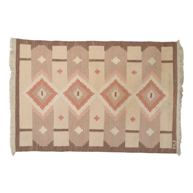 Mid-Century Swedish Kilim Rug, 1960s For Sale