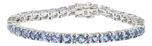 Natural Tanzanite December Birthstone Tennis Bracelet in Solid Silver