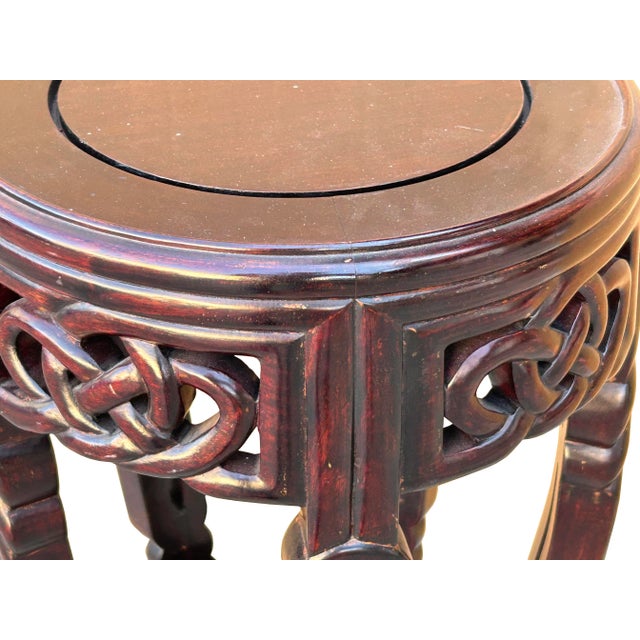 Asian Oriental Round Brown Twist Knot 5 Legs Plant Stand Pedestal Table For Sale - Image 3 of 7