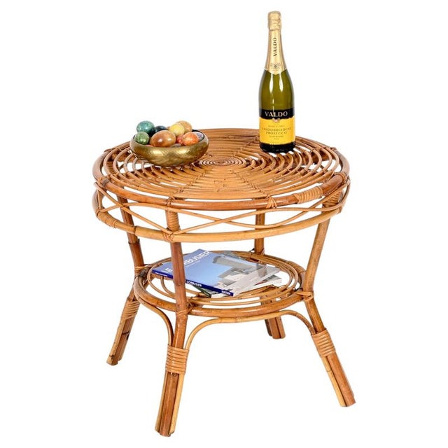 French Riviera Style Rattan and Woven Wicker Coffee Table, Italy, 1970s For Sale - Image 12 of 12