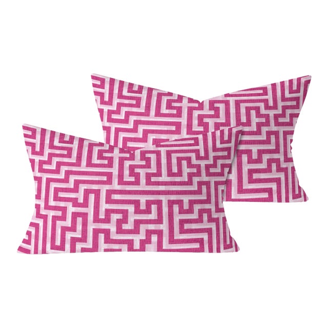 Christopher Farr Meander in Hot Pink 24"x16" Pillows - A Pair For Sale