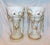 Absolutely gorgeous pair of antique milk glass candle lusters with hand painting and drop crystals