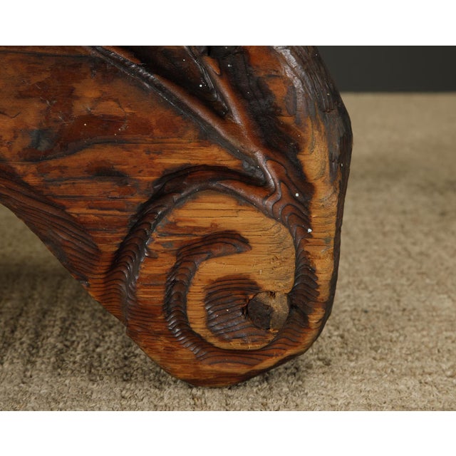 Vintage Mid-Century Tiki Polynesian Carved Wood Bench by Witco, 1960s For Sale - Image 12 of 17