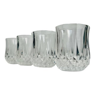 Late 20th Century French Faceted Crystal Liqueur Glasses - Set of Four For Sale