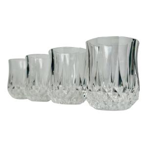 Late 20th Century French Faceted Crystal Liqueur Glasses - Set of Four