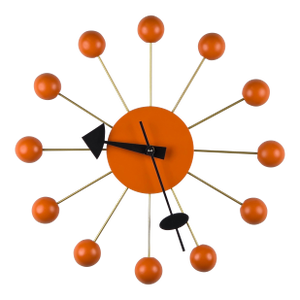 1990s George Nelson Orange Ball Wall Clock by Vitra