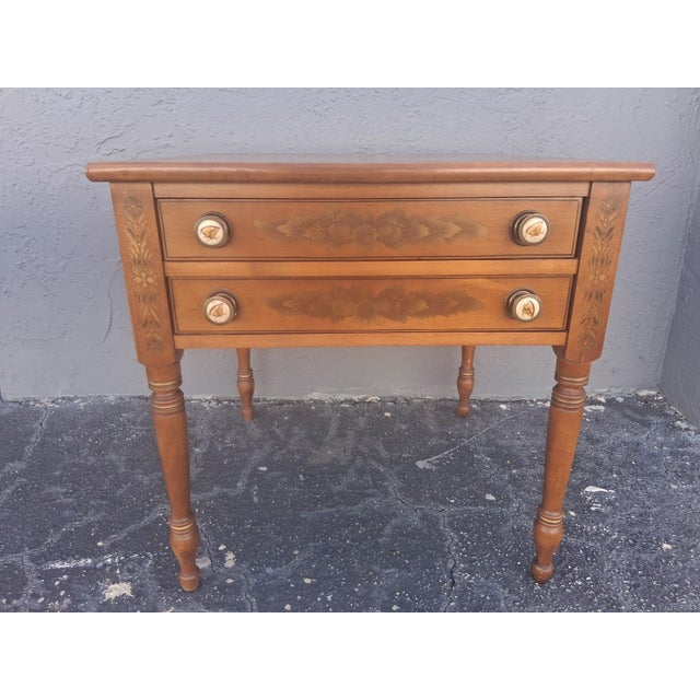 1950's Traditional Style 2 Drawer End Tables/ Nightstands by Lambert Hitchcock a - Pair For Sale - Image 9 of 12