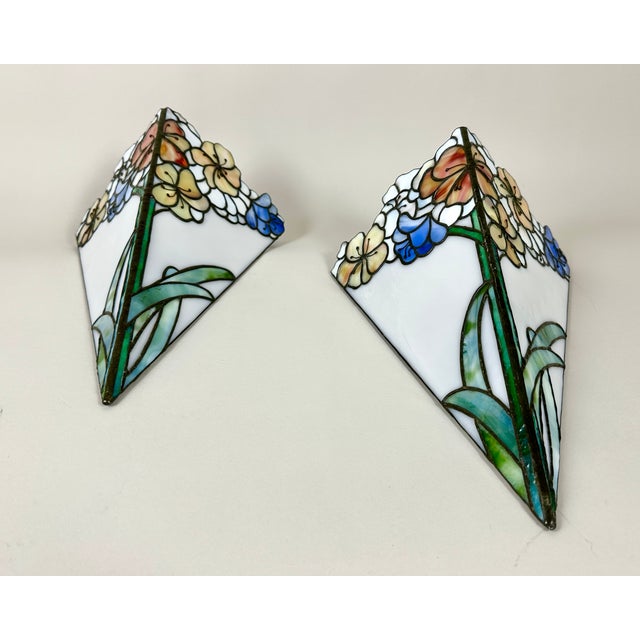 Vintage French Tiffany-Style Sconces, 1950, Set of 2 For Sale - Image 4 of 8