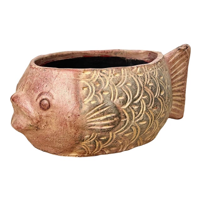 Vintage 22" Italian Terracotta Fish Planter For Sale