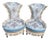1970 Louis XVI White Beech Turquoise Lounge Chairs-Pair For Sale