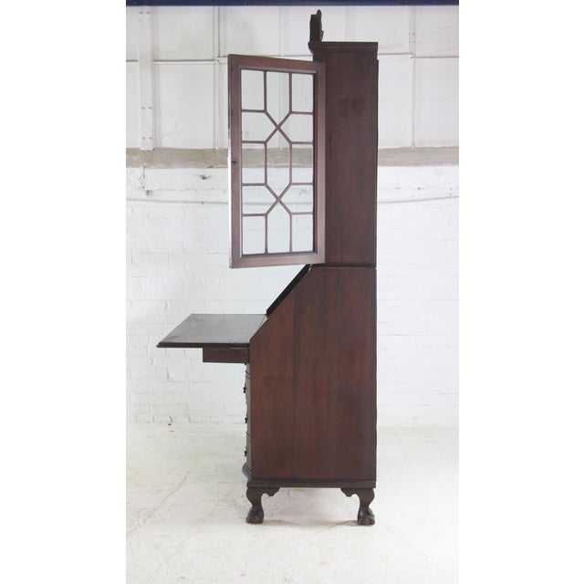 Early 20th Century Antique Chippendale Mahogany Secretary Desk For Sale - Image 5 of 11