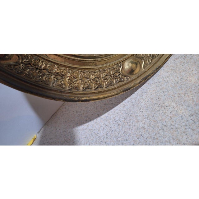 Brass Repoussé Wall Plaques, Courting Couple Scenes, Round Pair For Sale - Image 4 of 6