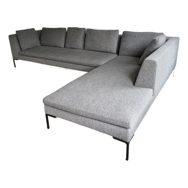 B&b Italia Charles Gray Two-Piece Sectional Sofa by Antonio Citterio For Sale