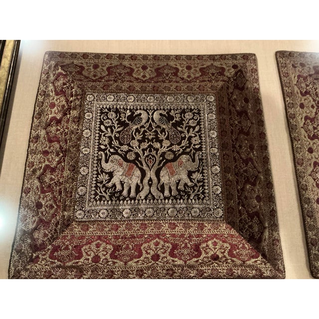 Wood Vintage Framed Pair of Exotic Tapestries For Sale - Image 7 of 14