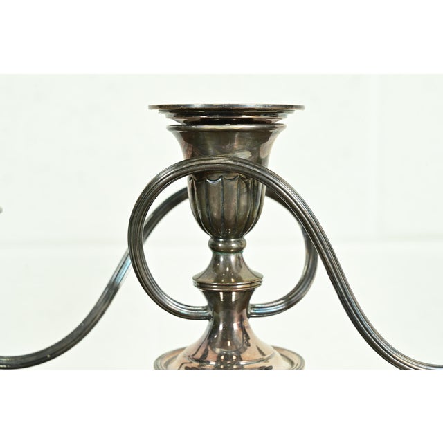 Metal Tiffany & Co. Style Antique Victorian Silverplate Three-Light Candelabra For Sale - Image 7 of 16