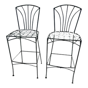 Vintage Wrought Iron Barstools- Set of 2