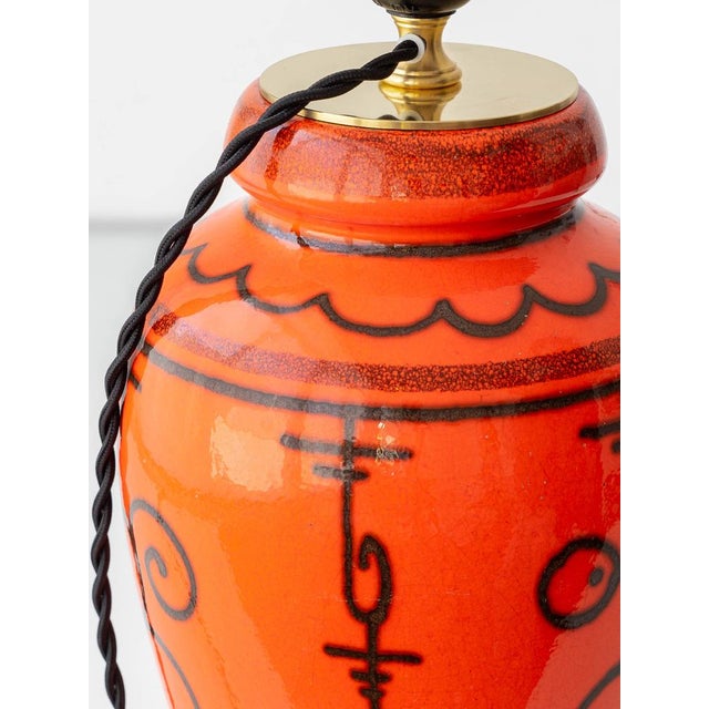 Black Dutch Orange Gouda Tokio Ceramic Table Lamp, 1970s For Sale - Image 8 of 15