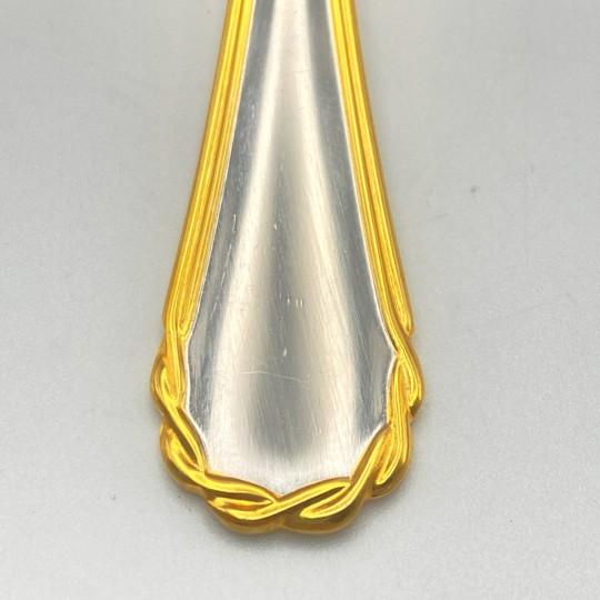 Contemporary Service for 16! Yamazaki "Tasha" Gold Accent Stainless Luxury Flatware (80-Pieces / 16 Place Settings) Late 20th Century For Sale - Image 3 of 18