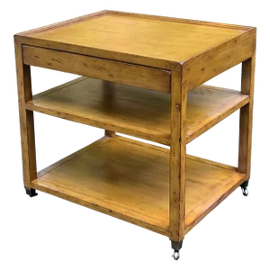 Contemporary Rustic Tiered End Table on Casters