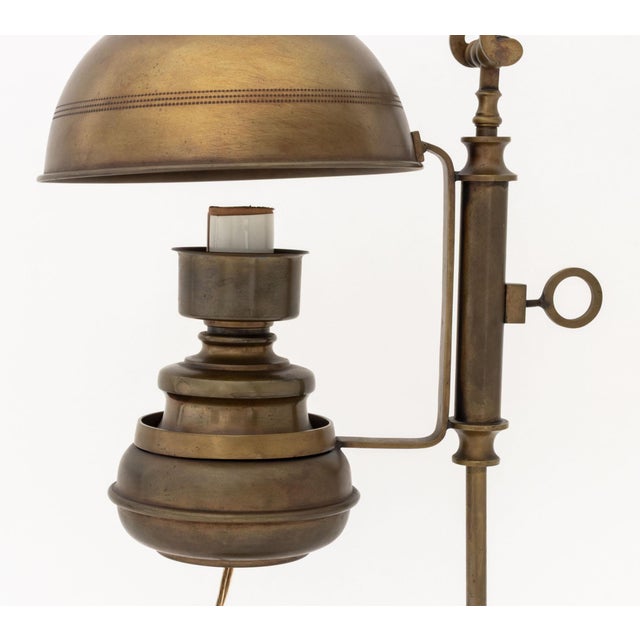 Early 20th Century Vintage Brass Adjustable Electrified Oil Lamp For Sale - Image 5 of 9