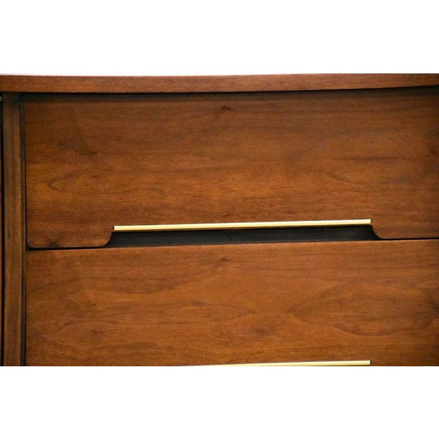1950s Refinished Walnut and Brass Dresser For Sale - Image 10 of 10