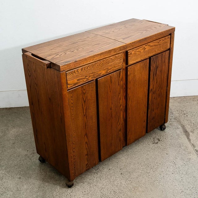 1960s Mid Century Modern Bar Cart Cabinet Conant Ball Expanding Top Storage Rolling For Sale - Image 12 of 12