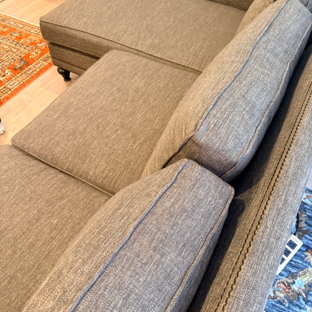 Bernhardt Roll Arm Sofa With Chaise For Sale - Image 10 of 12