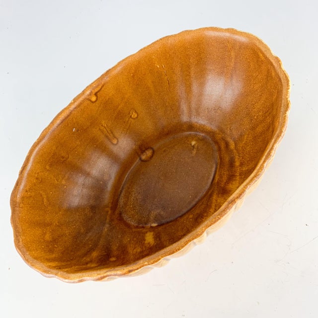 Ceramic Vintage Mid Century Drippy Glaze Haeger Orange Brown Ceramic Pottery Planter For Sale - Image 7 of 9