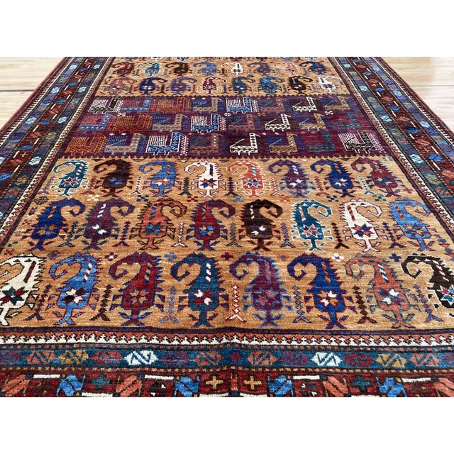 Traditional Camel & Plum Kazak Boteh Wool Rug 5x7 For Sale - Image 3 of 13