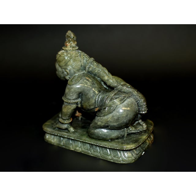 Baby Krishna Statue Finely Carved Gemstone Serpentine Indian God For Sale - Image 9 of 18