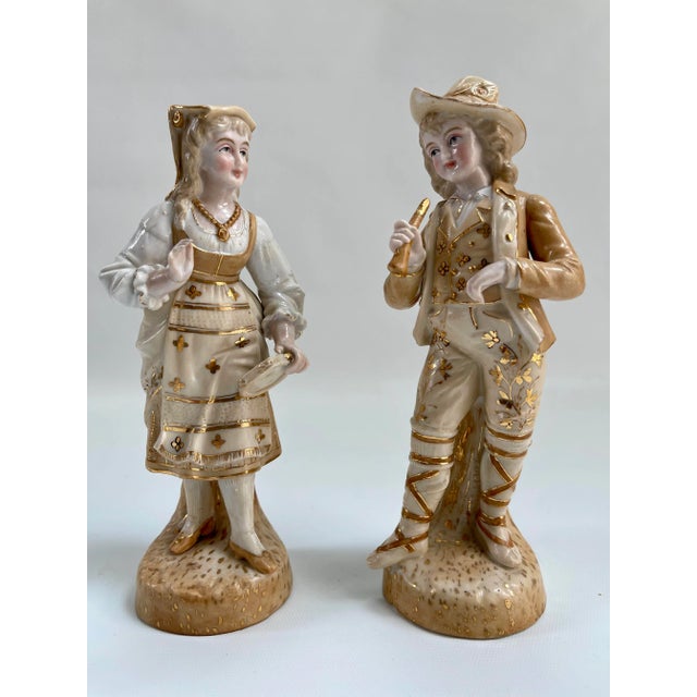 Antique Paris Porcelain Gilt Figurines - a Pair For Sale - Image 10 of 10