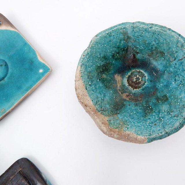 Turquoise Turquoise Ceramics by N. Lebrun for Fond d'Atelier, Belgium 1970s, Set of 6 For Sale - Image 8 of 15