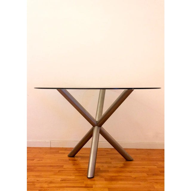 1970s Italian Smoked Glass and Chromed Steel Dining Table, 1970s For Sale - Image 5 of 8