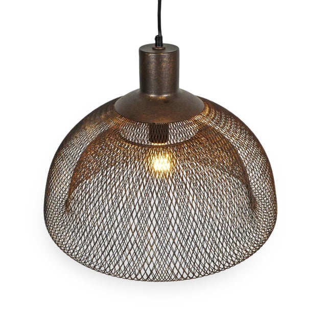 Farmhouse Industrial Bronze Wire Pendant Light For Sale - Image 3 of 5