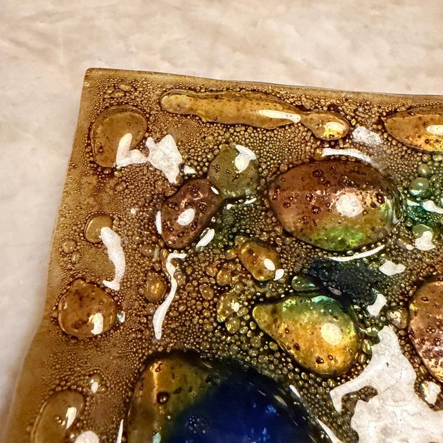 Mid-Century Modern Vintage Fused Art Glass Trinket Dish or Ashtray Felipe Delfinger Feders For Sale - Image 3 of 10