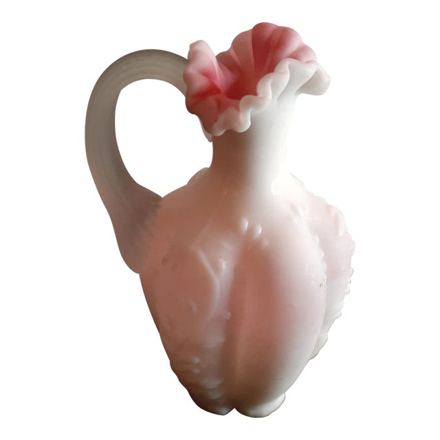 1960s Fenton Pink Embossed Opalescent Cruet For Sale