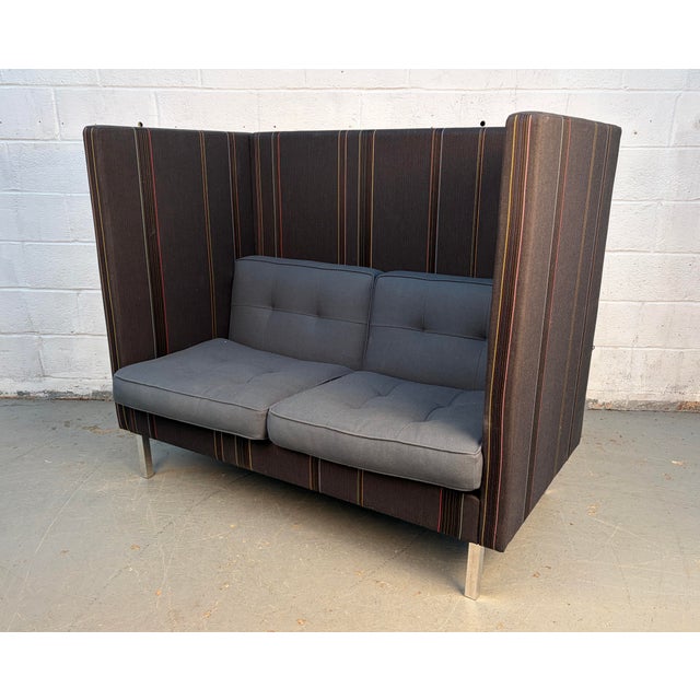 Textile Vintage Nienkämper Tuxedo High-Back Privacy Booth Sofa For Sale - Image 7 of 18