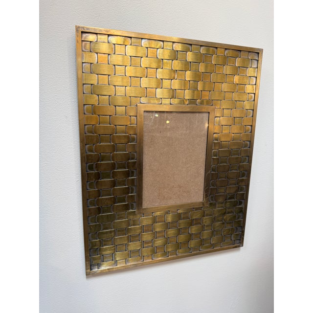 Metal Brass Wall Picture Frame With Woven Pattern For Sale - Image 7 of 7