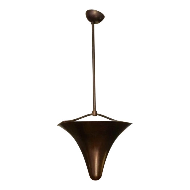 1930s Worked Iron and Brass Hanging Pendant For Sale