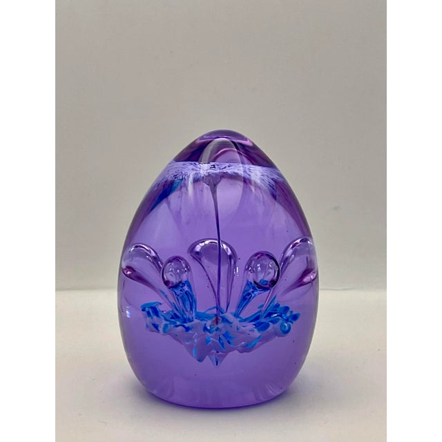 Glass Purple & Blue Art Glass Paperweight For Sale - Image 7 of 10