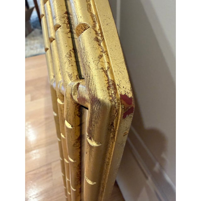 Vintage Carolina Mirror Company Gilt Faux Bamboo & Mirrored Octagonal Wall Mirror For Sale - Image 9 of 9