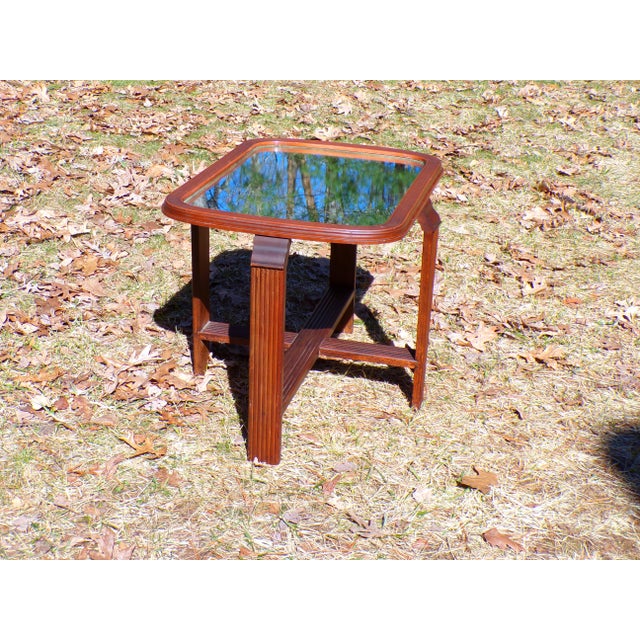Vintage Art Deco Mirror Top End Table Solid Walnut Petite Coffee Table For Sale - Image 13 of 14
