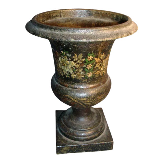 1820 French Empire Tole Peinte Urn Vase For Sale