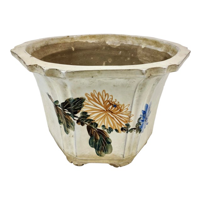 Late 19th Century Hand Painted Hexagonal Planter For Sale