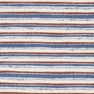 Schumacher Rag Rug Stripe in Indigo & Mocha For Sale