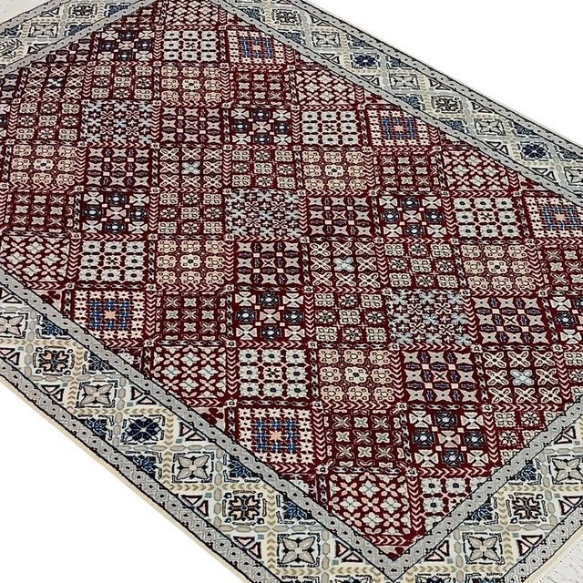 Red Hand-Knotted Wool and Silk Nain Rugs, Set of 2 For Sale - Image 8 of 9