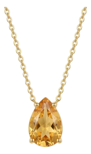 Elegant Citrine Pear Cut Statement Necklace, November Birthstone Necklace