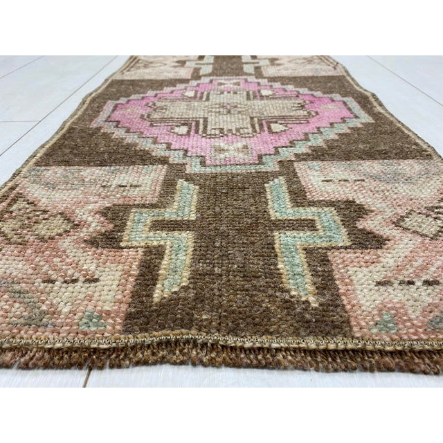 Turkish Mid 20th Century Small Oushak Door Mat Rug For Sale - Image 3 of 5